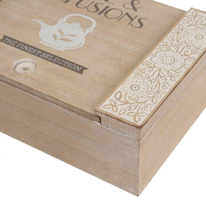 Caja para Infusiones Blanco Natural Madera MDF 24 x 16 x 7,5 cm 1