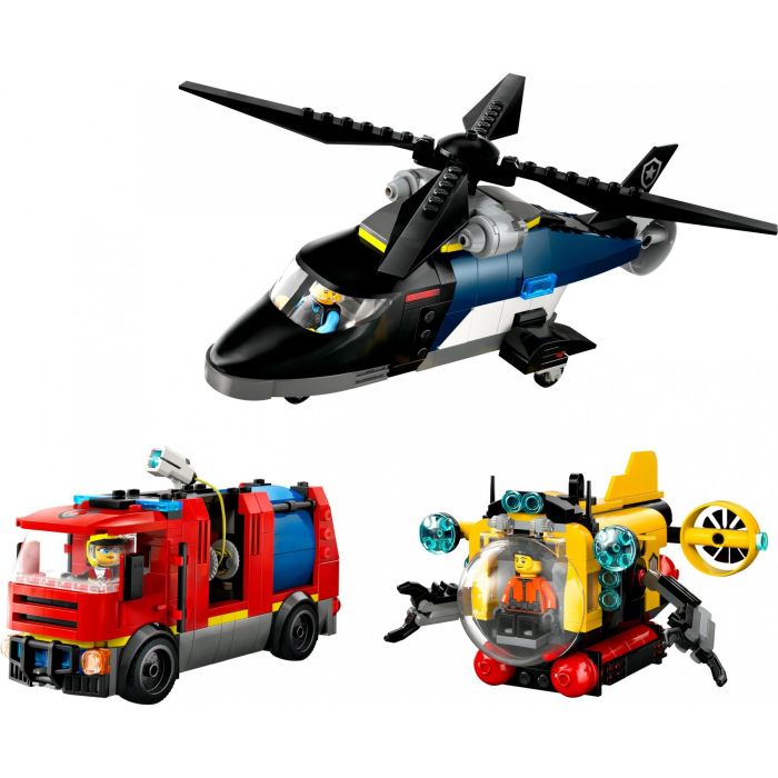 LEGO 60462 City Set de Construcción: Helicóptero, Camión de Bomberos y Submarino Modular - Juguete Infantil 7+ Años 1