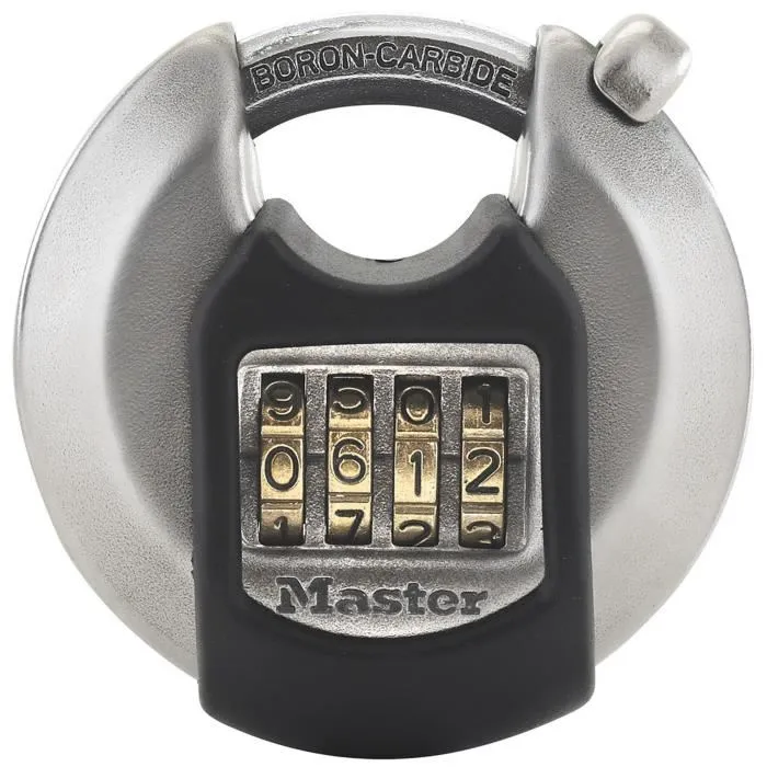 Master Lock Candado de Disco Externo Combinado - Alta Seguridad - Acero Inoxidable 70mm - Mango Protegido 0 Master Lock Candado de Disco Externo Combinado - Alta Seguridad - Acero Inoxidable 70mm - Mango Protegido 0