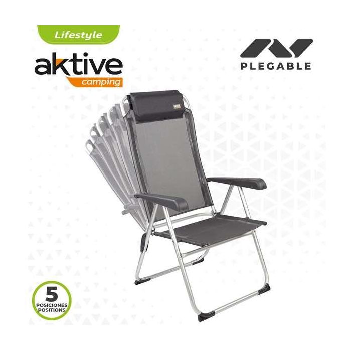 Silla camping aluminio reclinable 5 posiciones 44x55x101cm 10 Silla camping aluminio reclinable 5 posiciones 44x55x101cm 10