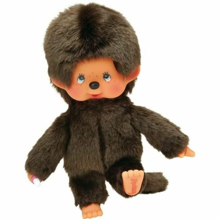 Monchhichi Peluche Original Auténtico con Ojos Azules y Tatuaje en el Pie, Ideal para Vestir con Ropa de la Tienda Oficial