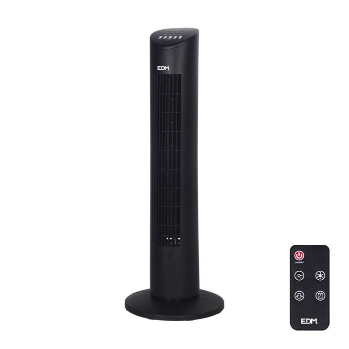 Ventilador de torre. potencia: 60 W con mando a distancia. color negro 28x78,3cm edm