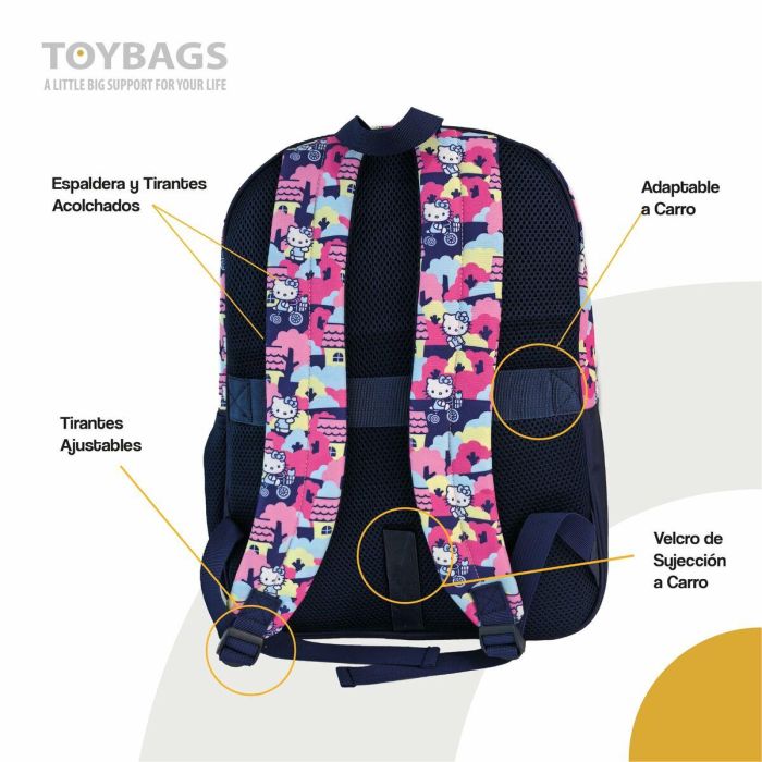 Hello Kitty Mochila Primaria Doble Compartimento, Gran Capacidad, Adaptable a Carro con Pom-Pom, 42x31x13.5cm 2 Hello Kitty Mochila Primaria Doble Compartimento, Gran Capacidad, Adaptable a Carro con Pom-Pom, 42x31x13.5cm 2