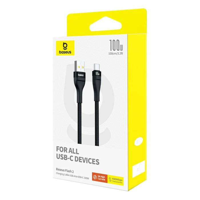 Cable USB A a USB-C Baseus P10311804111-00 Negro 1 m 2 Cable USB A a USB-C Baseus P10311804111-00 Negro 1 m 2