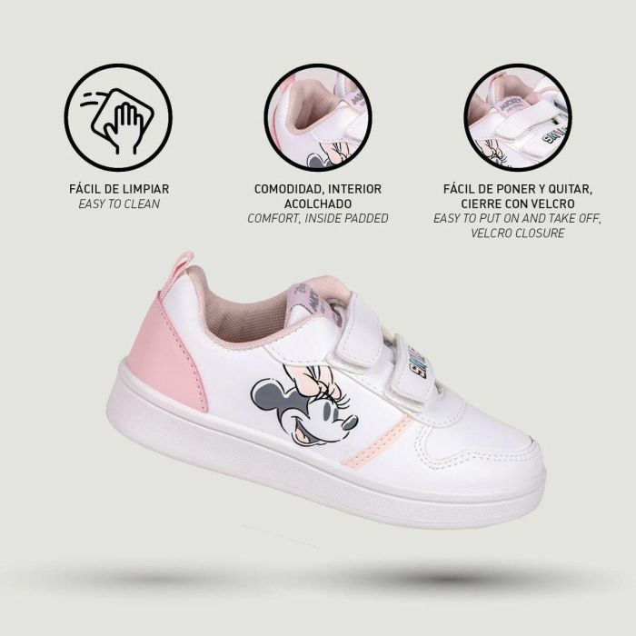 Zapatillas Deportivas Infantiles Minnie Mouse Velcro Blanco 4