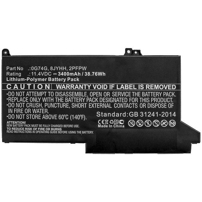 CoreParts Laptop Battery for Dell 38.76Wh Li-Polymer 11.4V 3400mAh for Dell Latitude 12 5300, Latitude 12 7280, Latitude 12 7300 CoreParts Laptop Battery for Dell 38.76Wh Li-Polymer 11.4V 3400mAh for Dell Latitude 12 5300, Latitude 12 7280, Latitude 12 7300