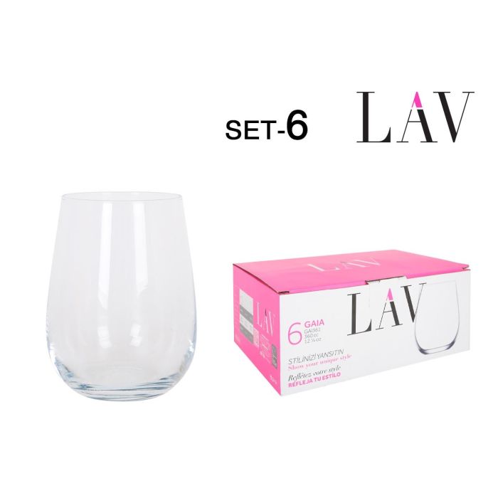 Lav Set de 6 Vasos 360 ml Colección Gaia - Medidas 6.5 x 8 x 10 cm (8 Cajas)