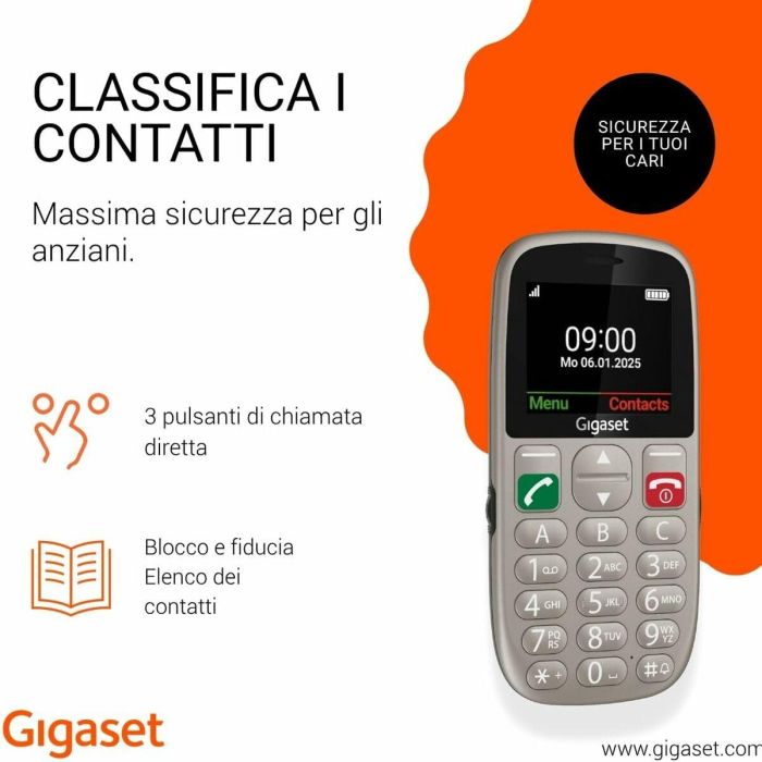 Gigaset GL395 Teléfono móvil para personas mayores Dual SIM, 2.2", Gris Plata (Titanium Silver) 4 Gigaset GL395 Teléfono móvil para personas mayores Dual SIM, 2.2", Gris Plata (Titanium Silver) 4