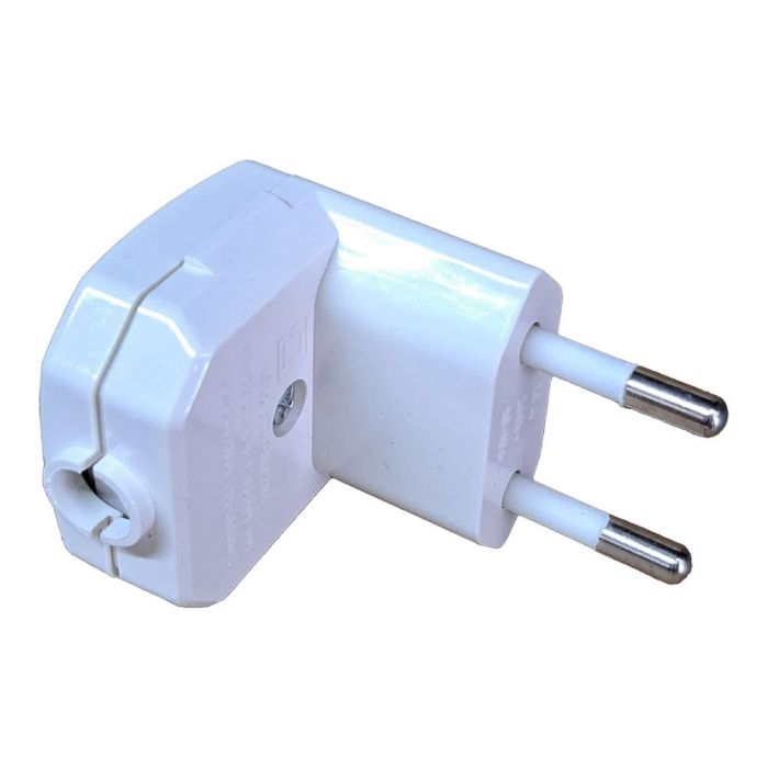 Clavija 2p 10 a 250 v acodada 90° blanco (retractilado) Clavija 2p 10 a 250 v acodada 90° blanco (retractilado)