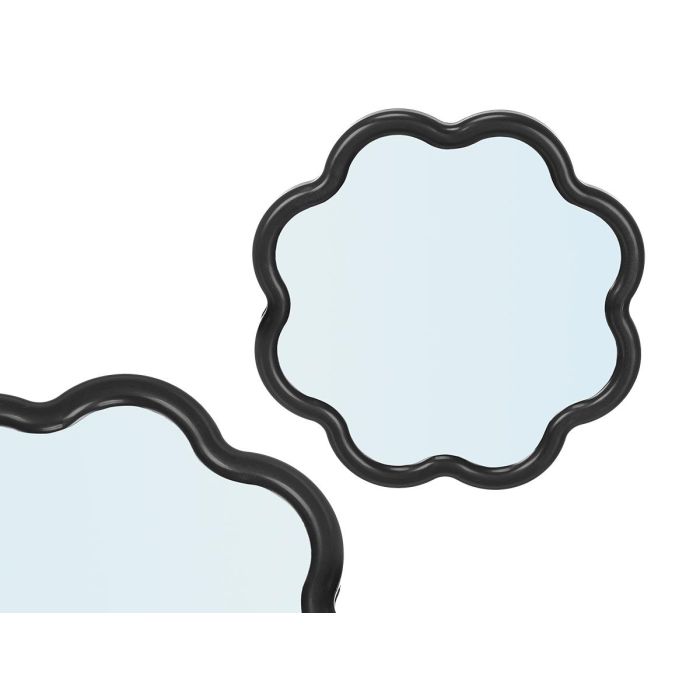 Giftdecor Espejo de Pared con Forma Floral Negro de Plástico y Vidrio 40x40 cm para Decoración del Hogar (12 Unidades)