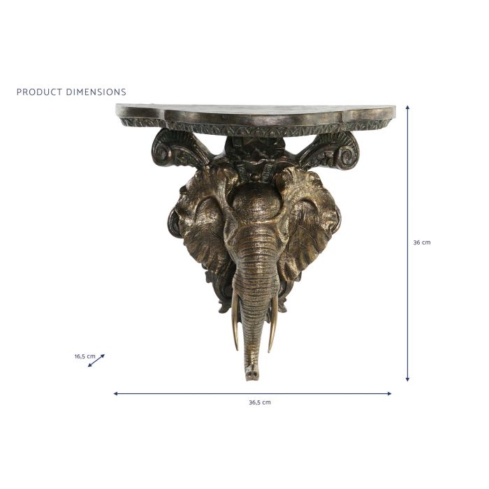 DKD Home Decor Repisa Colonial 16.5 x 36 x 36.5 cm Resina Dorado Negro Elefante 4