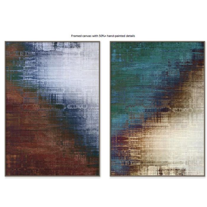 DKD Home Decor Cuadro Urban Abstracto, Set de 2 Unidades, Lienzo y PS, Multicolor, 53 x 43 cm