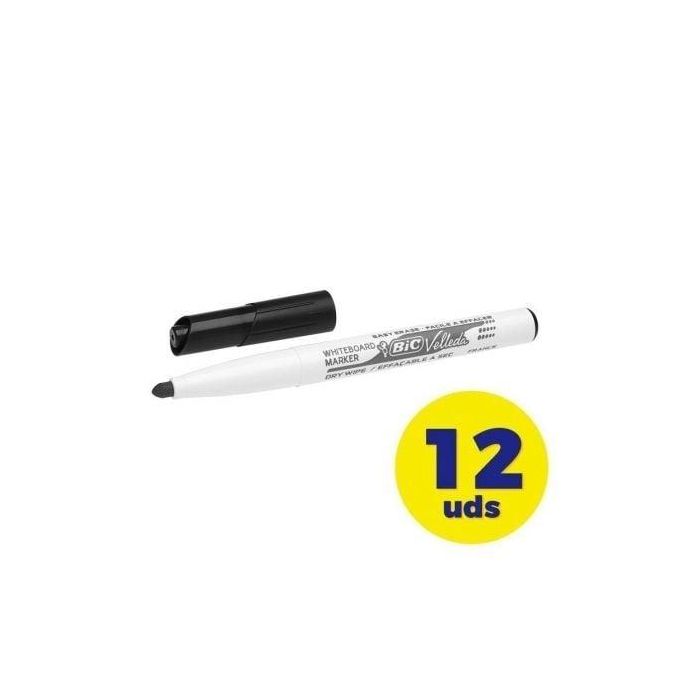 Bic Rotulador Velleda para Pizarra Blanca Negro 1,4 mm Punta Redonda - Fácil Borrado