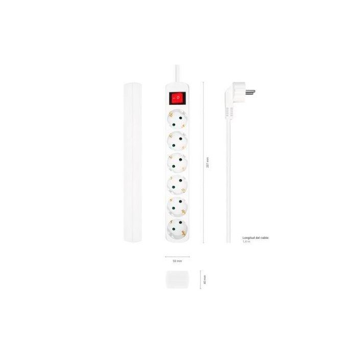 Aisens Regleta de Enchufes 6 Tomas con Interruptor, Cable 1.4M, Blanco 2 Aisens Regleta de Enchufes 6 Tomas con Interruptor, Cable 1.4M, Blanco 2