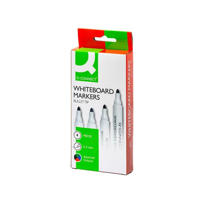 Rotulador Q-Connect Pizarra Blanca Caja 4 Colores Surtidos Punta Redonda 3 mm 1