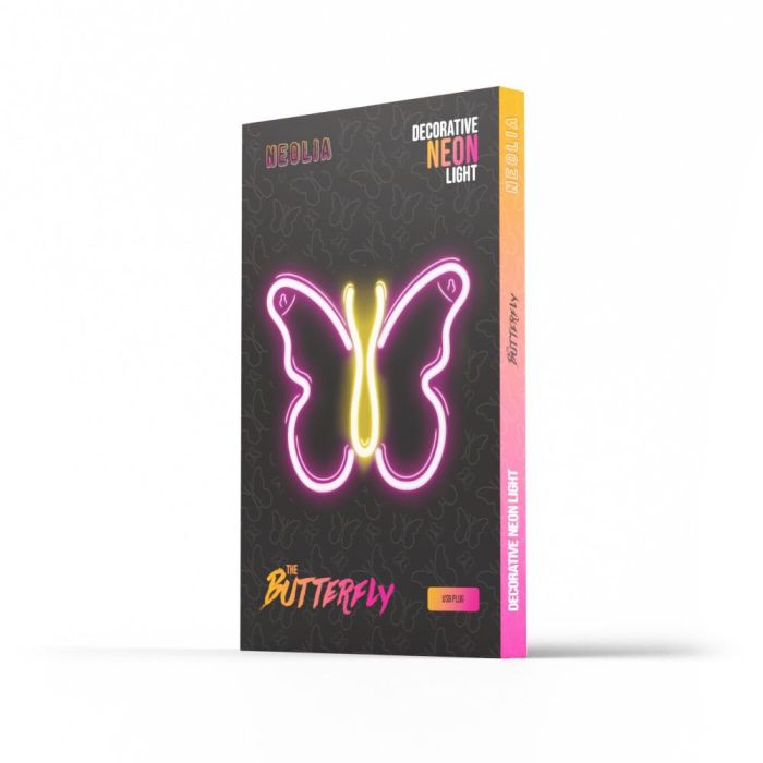 Forever Lámpara Neon LED Mariposa Rosa - Iluminación Decorativa 9