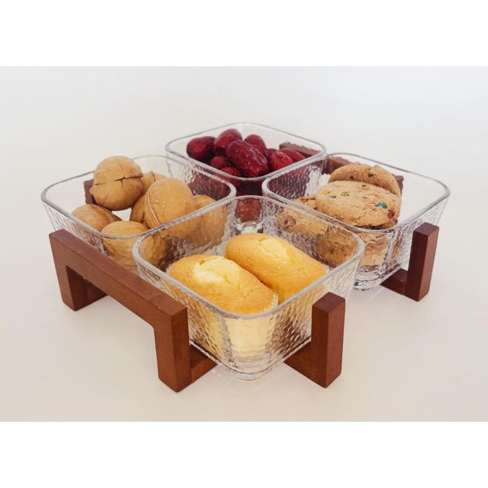 Aperitivo Basicos DKD Home Decor Transparente Natural 22 x 6 x 22 cm Set de 4 1