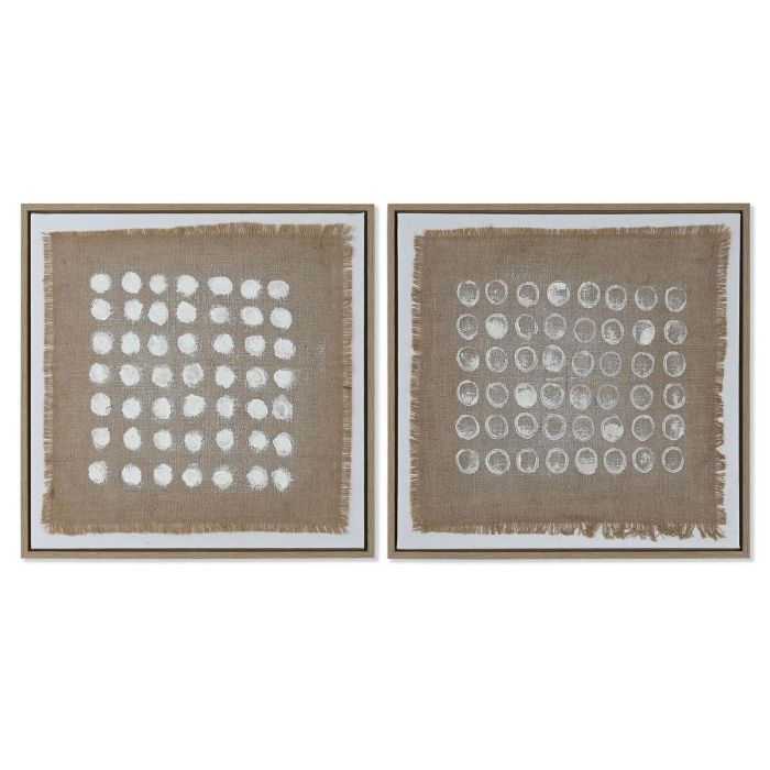 DKD Home Decor Cuadro Moderno Lienzo y Yute Beige Blanco 60x60x3.8 cm Set de 2 DKD Home Decor Cuadro Moderno Lienzo y Yute Beige Blanco 60x60x3.8 cm Set de 2