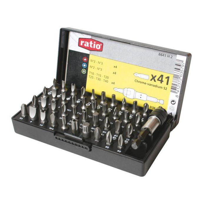 Ratio Din3126 Estuche 41 Puntas para Atornillado con Adaptador Magnético