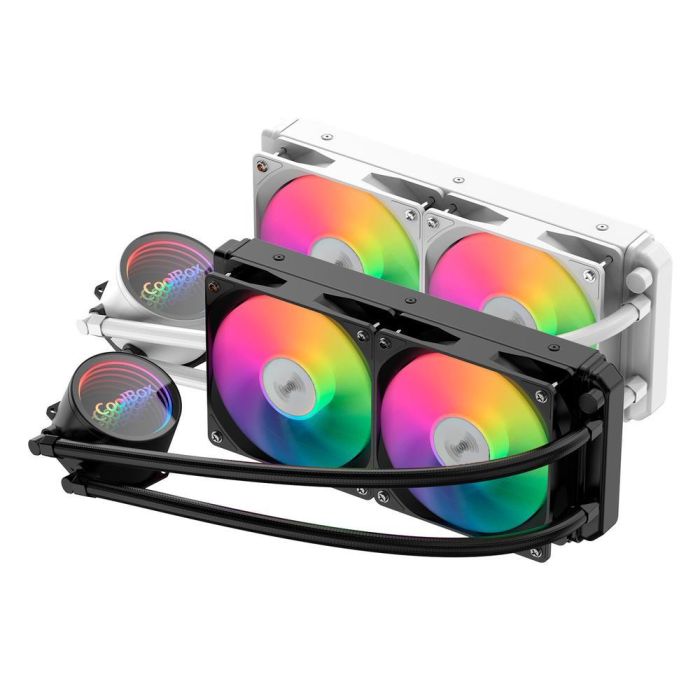 Coolbox Kit Refrigeración Líquida AIO CPU Infinite Liquid ARGB 2x 120mm Silencioso TDP 250W Intel LGA1700 AM5 Blanco/Negro 2