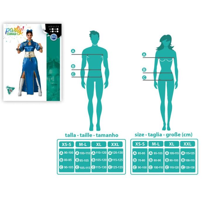 Disfraz Kimono Asiático Azul Mujer Adulto Talla XS-S 3