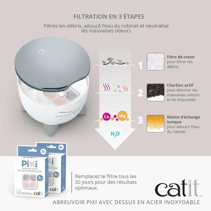 Catit Fuente de Agua Automática PIXI para Gatos 2,5 L de Acero Inoxidable con Filtro para Agua Pura 2 Catit Fuente de Agua Automática PIXI para Gatos 2,5 L de Acero Inoxidable con Filtro para Agua Pura 2