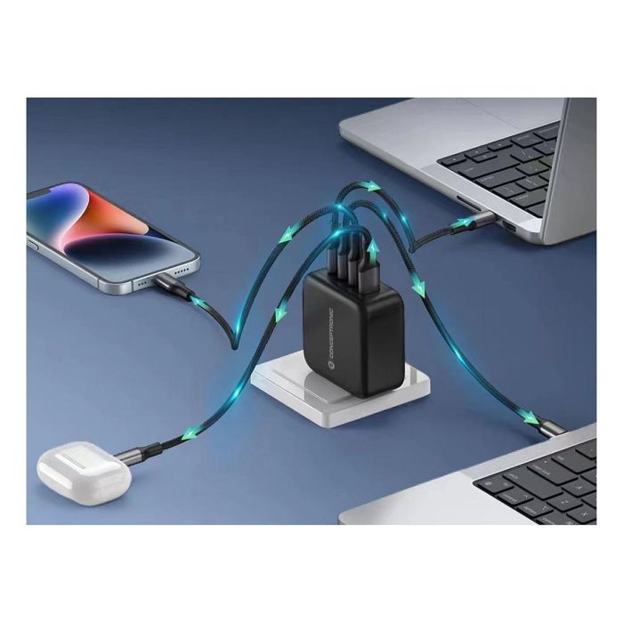 Conceptronic ALTHEA18B Cargador de Pared 100W, 4 Puertos (3x USB-C PD, 1x USB-A QC 3.0) Negro 3