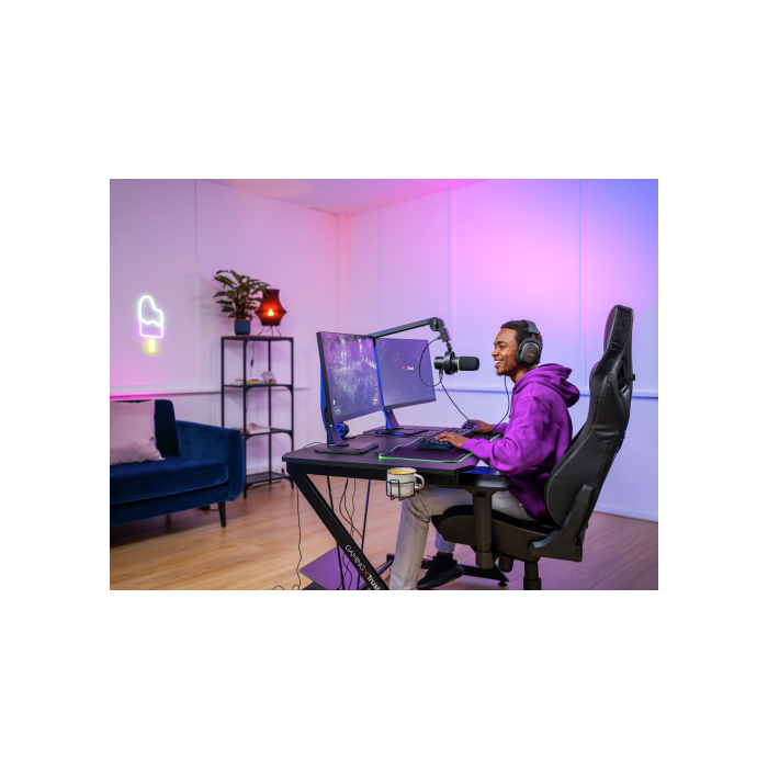 Trust GXT 255+ Onyx Micrófono USB para PC con Patrón Cardioide, Filtro Antipop, LED, 24-bit/96 kHz, Negro - 24354