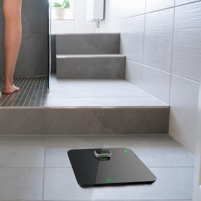 Little Balance 8276 Báscula de Baño Digital Kinetic Premium Sin Batería Recargable Green Power 180kg/100g Negro Vidrio Templado 3
