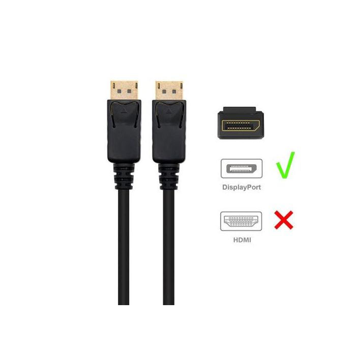 Ewent Cable DisplayPort EC1406 8K 60Hz 2m - 7680x4320, 4K 240Hz, Versión 1.4 1 Ewent Cable DisplayPort EC1406 8K 60Hz 2m - 7680x4320, 4K 240Hz, Versión 1.4 1