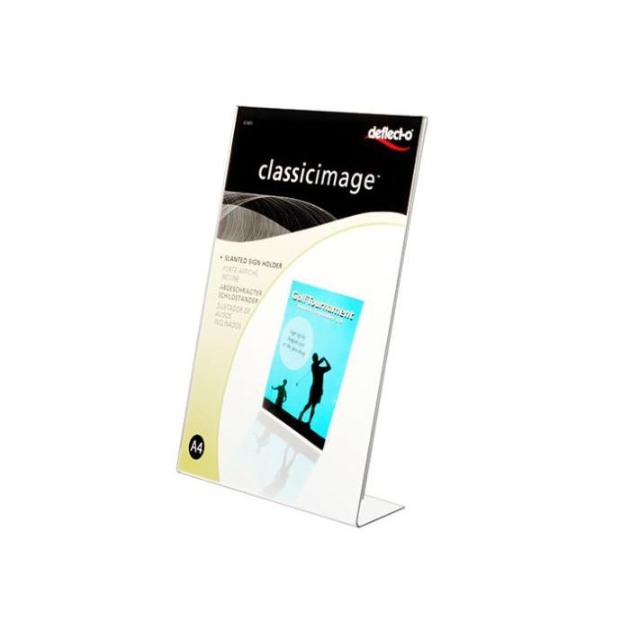 Deflecto 47401 Caballete para Póster, Formato A4, Material Plástico, Color Transparente