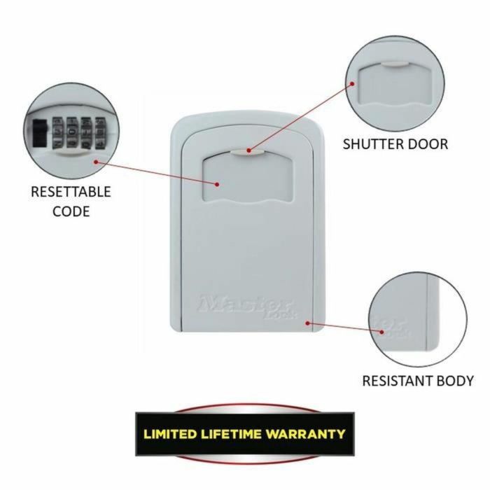 Master Lock Caja de llaves segura Tamaño M Blanca para montaje en pared, Combinación 4 dígitos, Resistente intemperie, Ideal Airbnb 3 Master Lock Caja de llaves segura Tamaño M Blanca para montaje en pared, Combinación 4 dígitos, Resistente intemperie, Ideal Airbnb 3