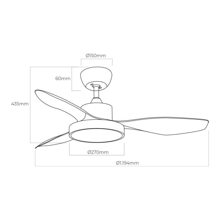 Ventilador de techo de led 120cm 38w + luz 22w 2.160lm 3.000k - 4.000k - 5.000k mod. ártico edm 1