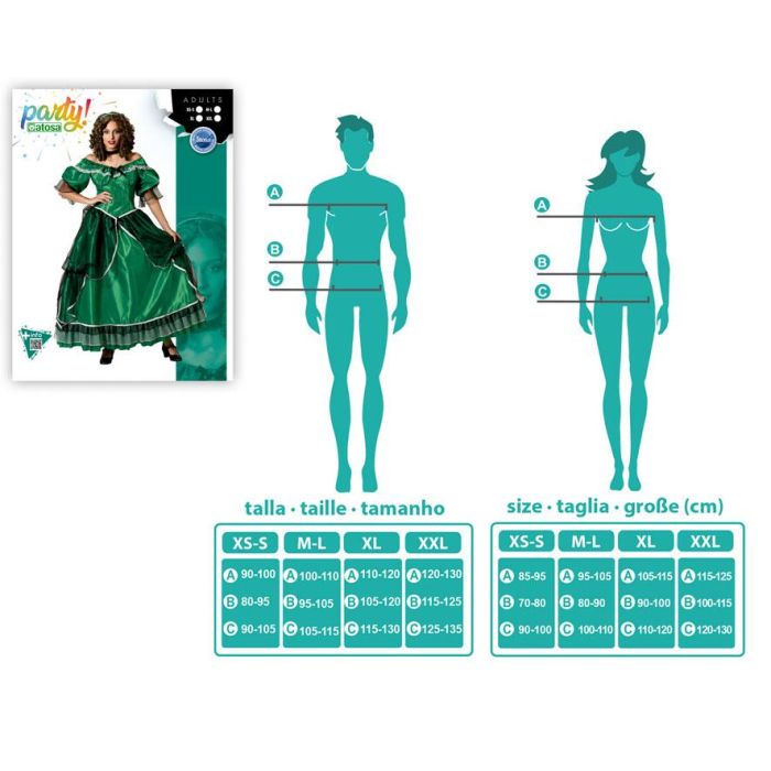 Disfraz Dama Sureña Verde Vestido Mujer Adulto 3