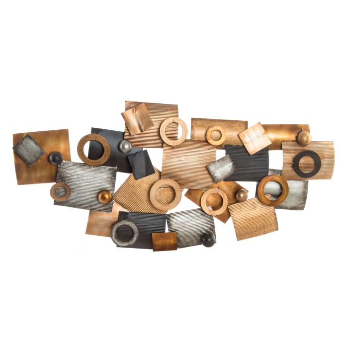 DKD Home Decor Adorno de Pared Vintage Abstracto de Metal con Círculos, Colores Cobrizo y Gris, 109x53x7 cm