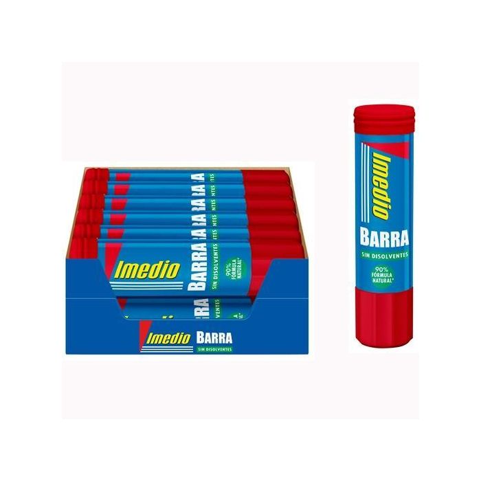 Imedio Pegamento en Barra 21g, sin Disolventes, Lavable, Transparente, 90% Natural, Apto Uso Infantil (12 Unidades) (12 Unidades)