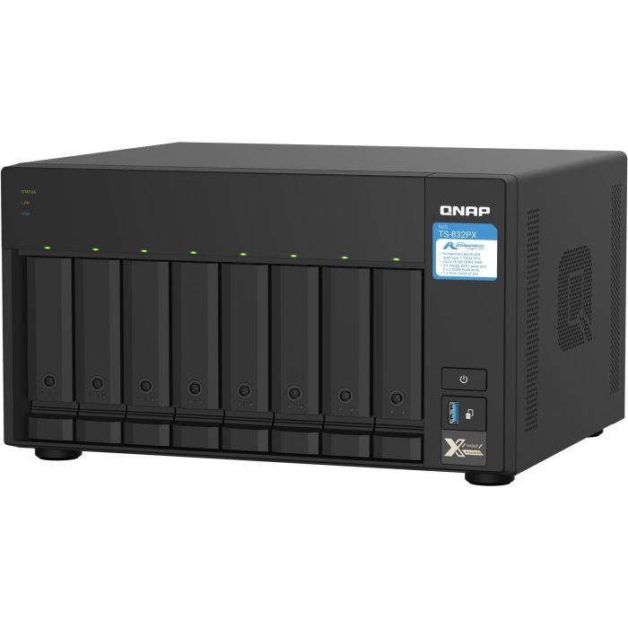 QNAP TS-832PX-4G NAS Torre 8 Bahías 4GB RAM con 2 Puertos 10GbE SFP+ y 2 Puertos 2.5GbE Ethernet AL324 4