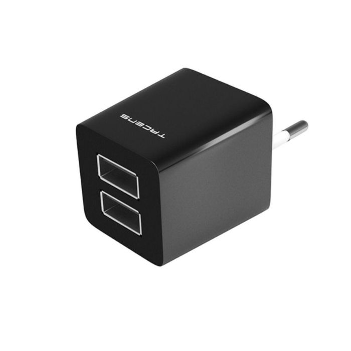 Tacens AUSB1 Cargador USB, 2 Puertos 2.1A Carga Rápida, Diseño Compacto Negro/Blanco