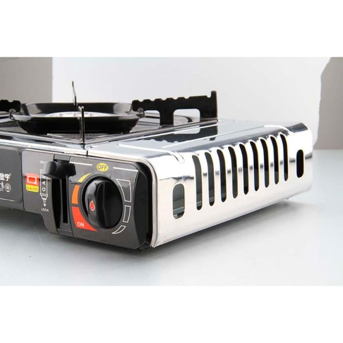 Com Gas Cocina Portátil de Gas Compacta 2.2 kW para Cartuchos de Gas 227g - Cocina de Camping Exterior con Parrilla y Maletín 2