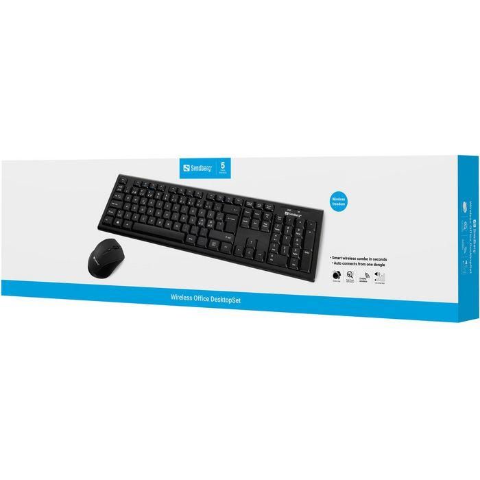 Sandberg Wireless Office Desktop Set: Teclado QWERTY Nórdico y Ratón Óptico Inalámbrico USB para PC Plug & Play 4