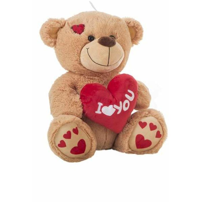 Peluche oso c/corazón love huellas 35cm.