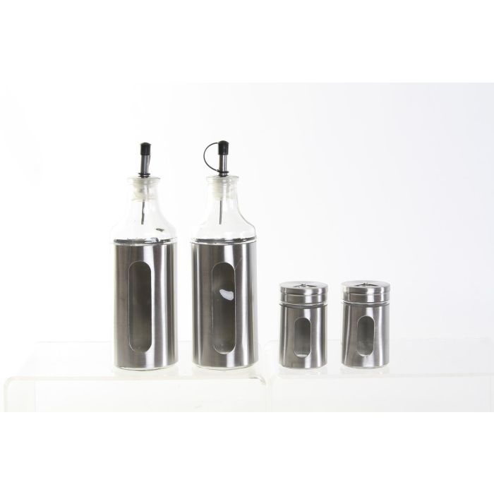 DKD Home Decor Vinagrera Plateado Inox y Cristal Set de 4 Piezas 22x5.4x22 cm 1 DKD Home Decor Vinagrera Plateado Inox y Cristal Set de 4 Piezas 22x5.4x22 cm 1