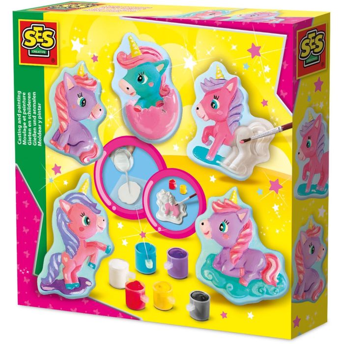 Ses Creative SES1710566032688 Kit de Manualidades: Moldear y Pintar Unicornios Bebés - Pasatiempos Creativos - Moldea y Pinta 5 Figuras