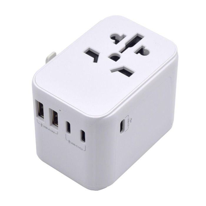 Ewent EW1470 Adaptador de Viaje Universal para 224+ Países con 2 USB y 3 USB-C Carga Multi-Dispositivo Alta Potencia Blanco Ewent EW1470 Adaptador de Viaje Universal para 224+ Países con 2 USB y 3 USB-C Carga Multi-Dispositivo Alta Potencia Blanco