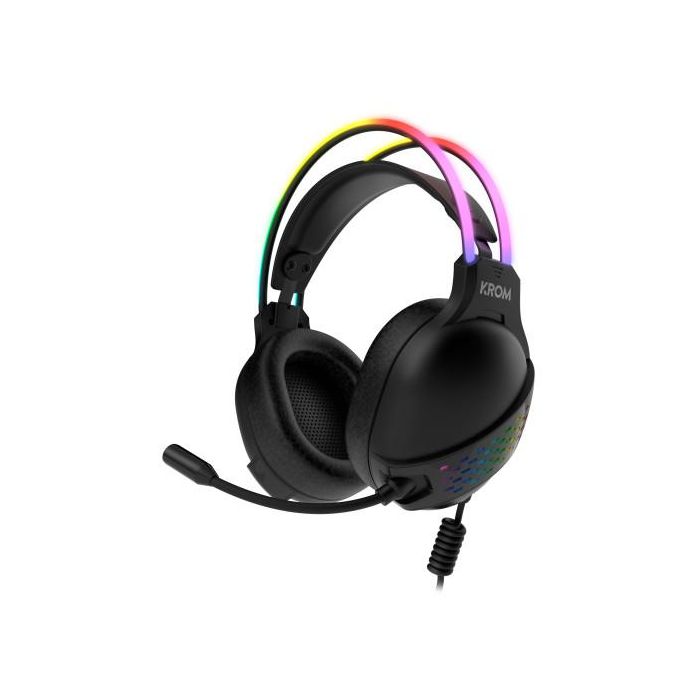 Krom NXKROMKLAIM Auriculares Gaming Klaim Diadema con Micrófono Omnidireccional Drivers 50mm RGB Rainbow USB A y Jack 3.5mm Negro 0 Krom NXKROMKLAIM Auriculares Gaming Klaim Diadema con Micrófono Omnidireccional Drivers 50mm RGB Rainbow USB A y Jack 3.5mm Negro 0