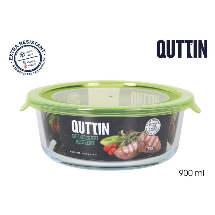 Quttin Fiambrera Red con Tapa Verde 17 cm, 900 cc (6 Unidades)