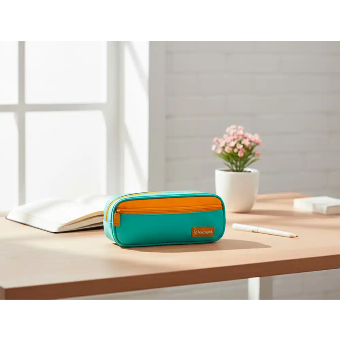 Liderpapel Estuche portatodo Duo 2 cremalleras con bolsillo frontal, azul claro, 220x90x50 mm 6