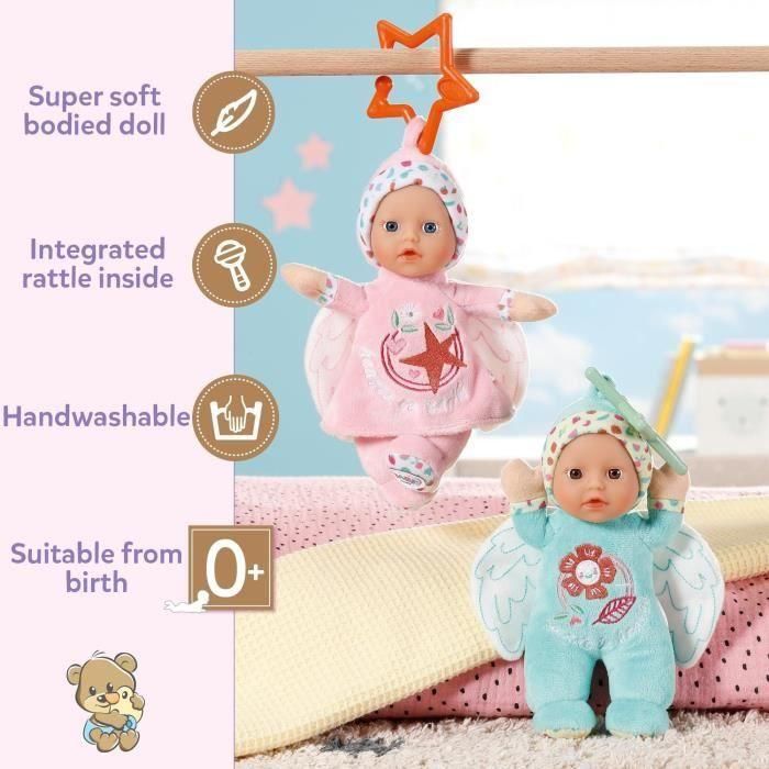 Baby Born - 2 muñecos de trapo Ángel - 18cm - Se pueden acoplar - Sonajero integrado - Muy suaves - A partir de 0 meses 1 Baby Born - 2 muñecos de trapo Ángel - 18cm - Se pueden acoplar - Sonajero integrado - Muy suaves - A partir de 0 meses 1