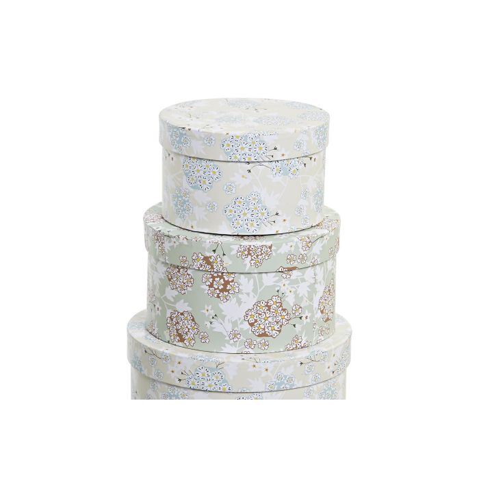 DKD Home Decor Set de 10 Cajas Decorativas Redondas Shabby de Cartón con Flores Verde Beige 37.5 x 18 x 37.5 cm 1 DKD Home Decor Set de 10 Cajas Decorativas Redondas Shabby de Cartón con Flores Verde Beige 37.5 x 18 x 37.5 cm 1