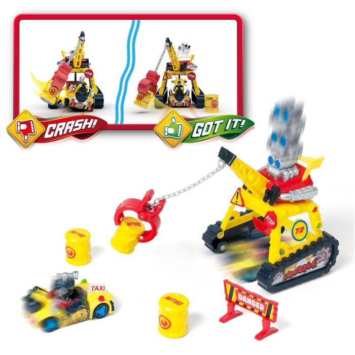 Magic Box T-Racers PTRSD014IN10 Turbo Crane Challenge Juguete Interactivo con Grúa Motorizada, Vehículo Exclusivo y Más de 500 Combinaciones para Niños +3 Años 4